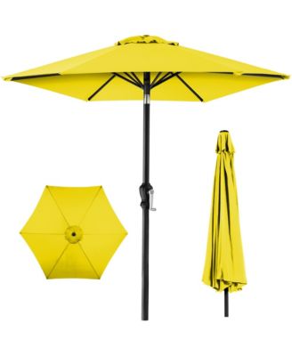 10ft Outdoor Steel Market Patio Umbrella w/ Crank, Tilt Push Button, 6 Ribs