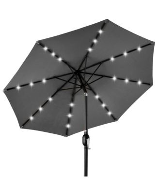 10Ft Solar LED Lighted Patio Umbrella with Tilt Adjustment and UV-Resistant Fabric