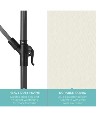 10ft Solar LED Offset Hanging Outdoor Market Patio Umbrella w/ Adjustable Tilt