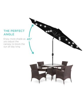 10ft Solar LED Lighted Patio Umbrella w/ Tilt Adjustment, UV-Resistant Fabric