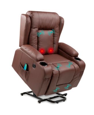  Standard Size  Faux Leather  Power Lift, Massage, Heat, USB Port, Cupholders  Recliner Chair