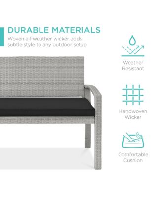 2-Person Wicker Frame 700lb Capacity Cushion Outdoor Patio Garden Bench