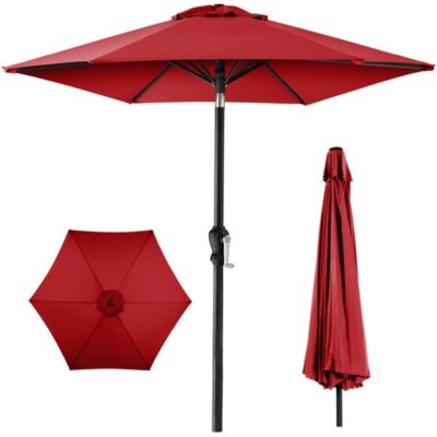 10ft Outdoor Steel Market Patio Umbrella w/ Crank, Tilt Push Button, 6 Ribs