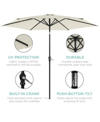 10ft Outdoor Steel Market Patio Umbrella w/ Crank, Tilt Push Button, 6 Ribs
