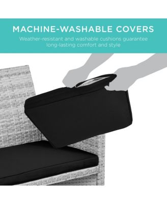 Best Choice Products 4-Piece Outdoor Wicker Patio Conversation Furniture Set w/ Table, Cushions