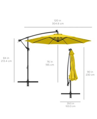 10ft Solar LED Offset Hanging Outdoor Market Patio Umbrella w/ Adjustable Tilt