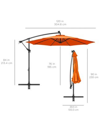 10ft Solar LED Offset Hanging Outdoor Market Patio Umbrella with Adjustable Tilt