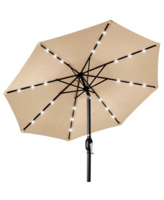 10Ft Solar LED Lighted Patio Umbrella with Tilt Adjustment and UV-Resistant Fabric