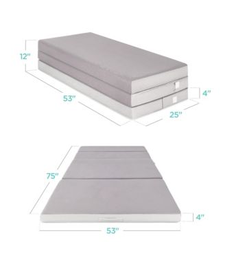 4in Thick Folding Portable, Carry Case, Washable Cover Mattress Topper