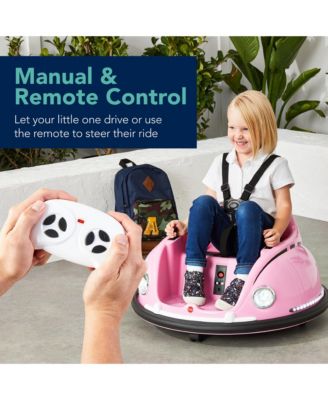 6V Kids Ride On Bumper Car Toy w/ Remote Control, Harness, Lights, 360 Degree Spin