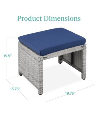 Set of 2 Multipurpose Patio Wicker Ottomans w/ Removable Cushions
