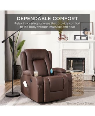 Electric Power Lift Linen Recliner Massage Chair Furniture w/ USB Port, Heat, Cupholders