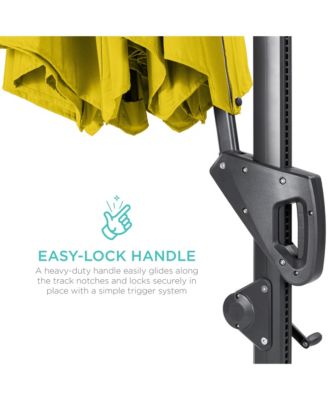 10ft 360-Degree Solar LED Lit Cantilever Patio Umbrella, Outdoor Hanging Shade