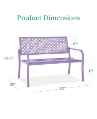 Steel Frame Geometric Backrest Foot Levelers Garden Bench