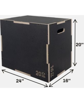 24" x 20" x 16" Wooden Plyo Box Non-Slip Jump Platform, Gray
