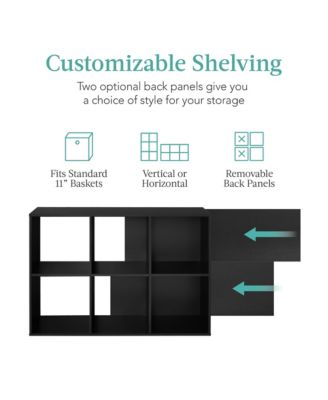 6-Cube Bookshelf, 11in Display Storage System, Organizer w/ Removable Back Panels