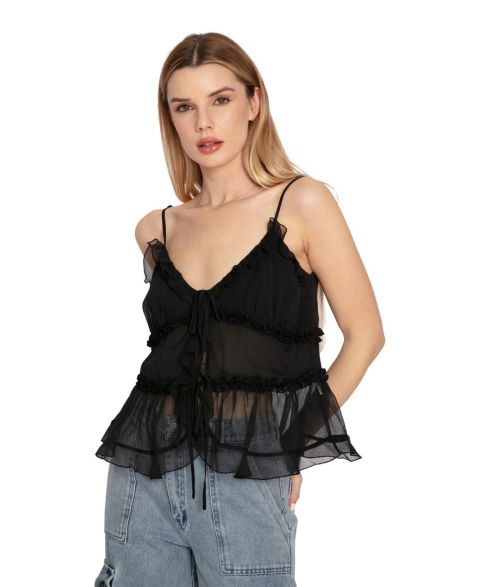 Женский топ Belle & Bloom Heart Of Glass Chiffon, цвет: Чёрный