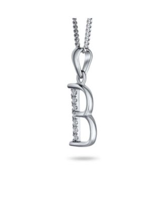 Delicate ABC Cubic Zirconia Pave CZ Capital Block Letter Alphabet Initial Pendant Necklace .925 Sterling Silver