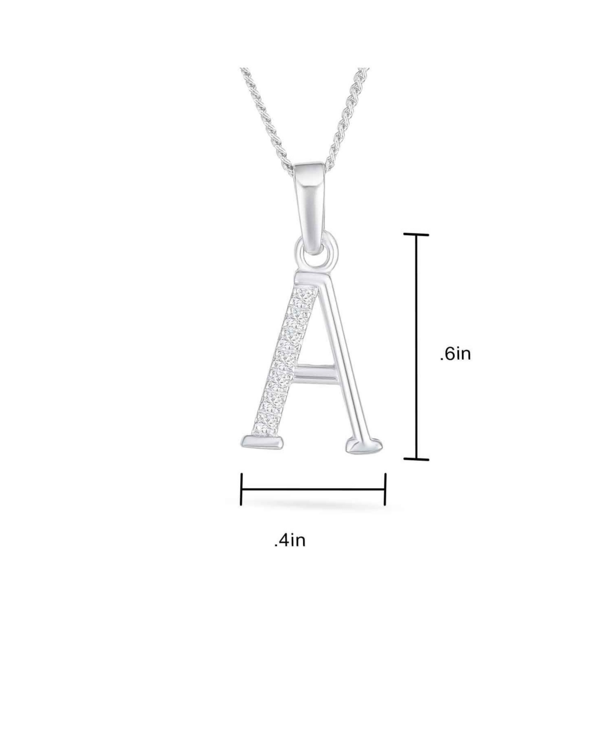 Bling Jewelry Delicate Abc Cubic Zirconia Pave Cz Capital Block Letter Alphabet Initial Pendant Necklace For Women .925 Sterling Silver