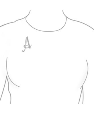 Large Statement ABC Pave Crystal Letters Alphabet Initial Scarf Lapel Pin Brooch Silver Plated