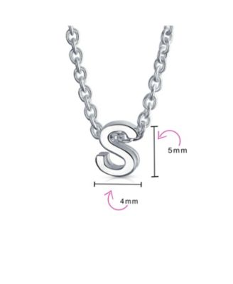 Tiny Block Letter Alphabet Initial A-Z Dainty Pendant Necklace .925 Sterling Silver