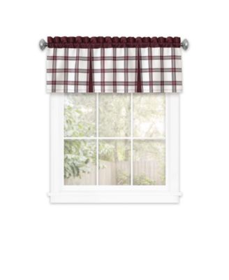 Windowpane Plaid Country Farmhouse Rod Pocket Window Valance - Burgundy