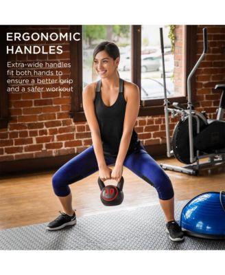 3-Piece Kettlebell Set with Storage Rack, Exercise Fitness  Concrete Weights 5lb, 10lb, 15lb