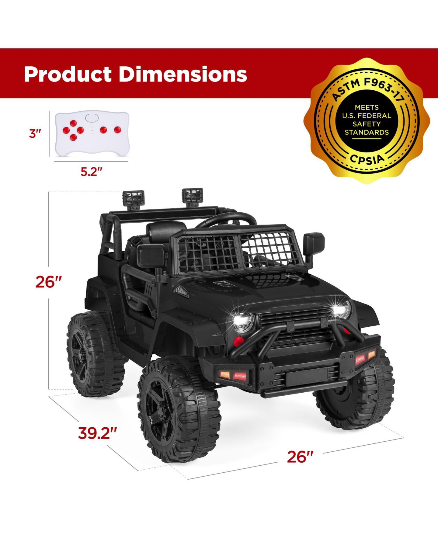 Детская игрушка Best Choice Products 12V Ride-On Truck with Parent Remote Control, Spring Suspension, Ages 3+, цвет: Чёрный — фото 7