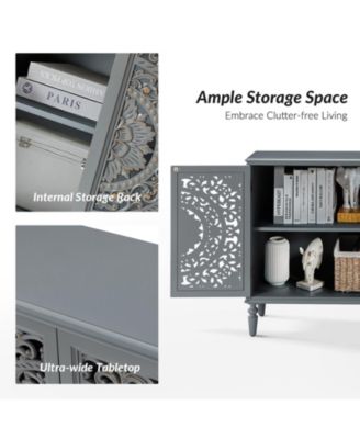 Ismenides Transitional 32" Tall 2-Door Accent Cabinet with Floral Design