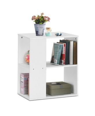 2-Tier Side Sofa End Table Bedside Nightstand Table Brown Home