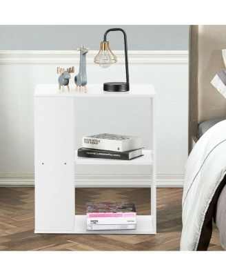 2-Tier Side Sofa End Table Bedside Nightstand Table Brown Home