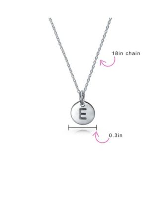 Tiny Minimalist Initial Pendant Necklace Sterling Silver A-Z Alphabet Disc