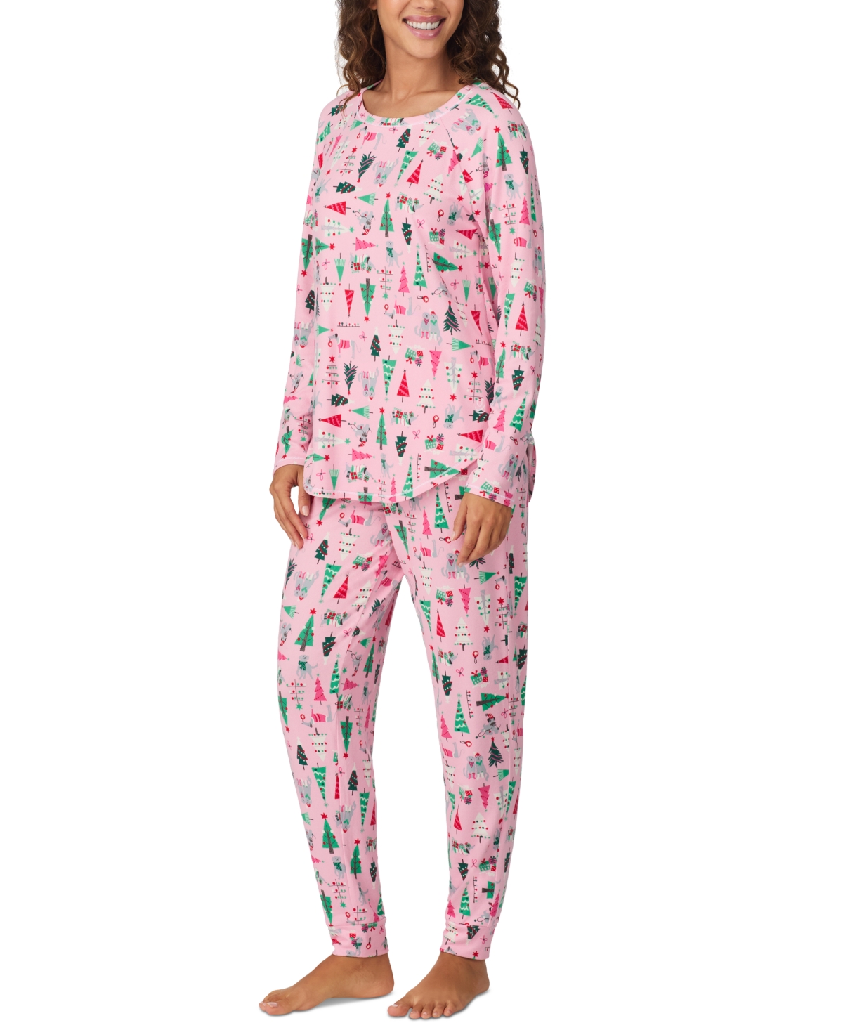 Women's 2-Pc. Printed Jogger Pajamas Set - Pink Print