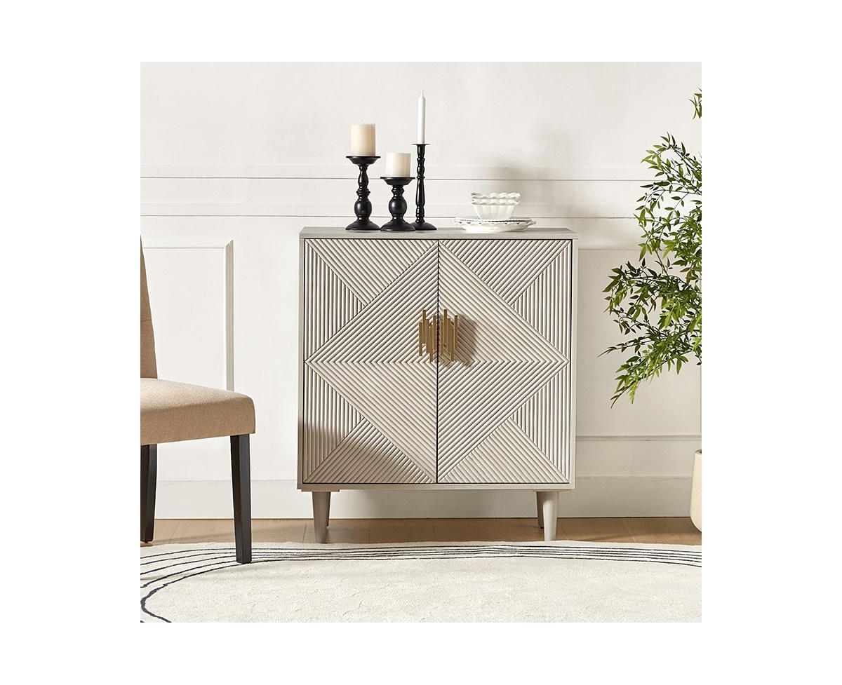 Hulala Home Damien 36'' Tall 2 - Door Accent Cabinet with Shelves and Wooden Legs