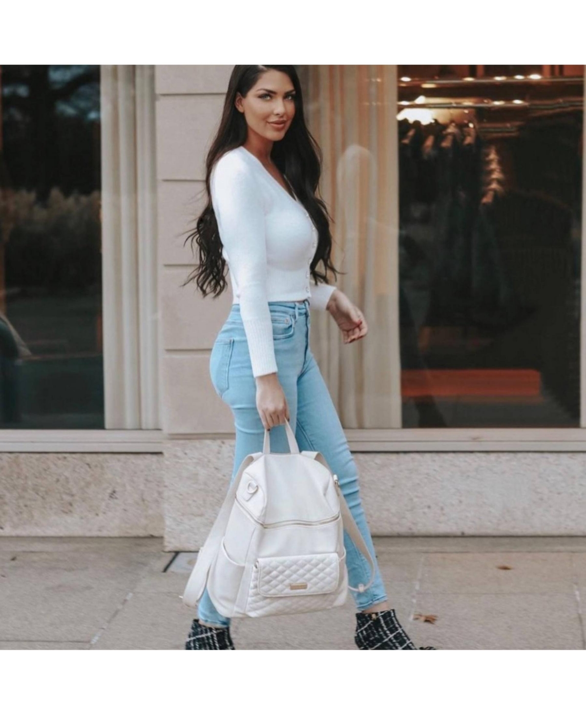 Luli Bebe Toddler Monaco Diaper Bag Backpack, Made from Luxury Materials with Stylish Exterior, Spacious Interior for all Baby Products - Latte Brown