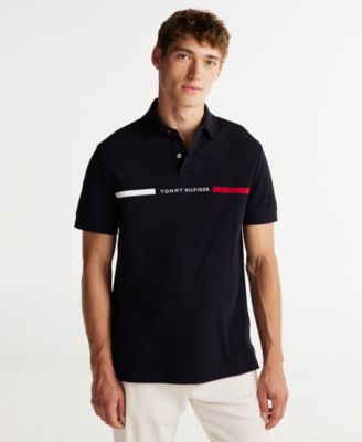 Tommy Hilfiger - Men's Short Sleeve Embroidered Chest Stripe Polo Shirt