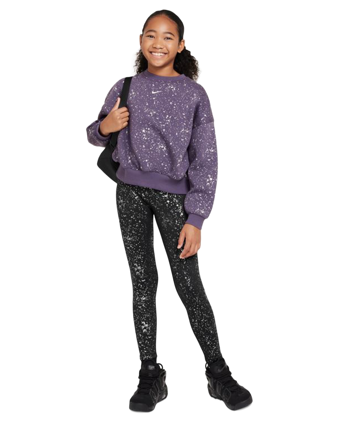 Nike Big Girls Sportswear Club Fleece Crewneck Sparkle Sweatshirt -m