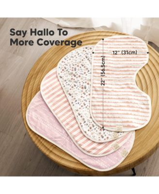 4pk Hallo Baby Burp Cloths, Cotton Burp Cloth for Girls, Boys, Soft & Absorbent Burping Cloths