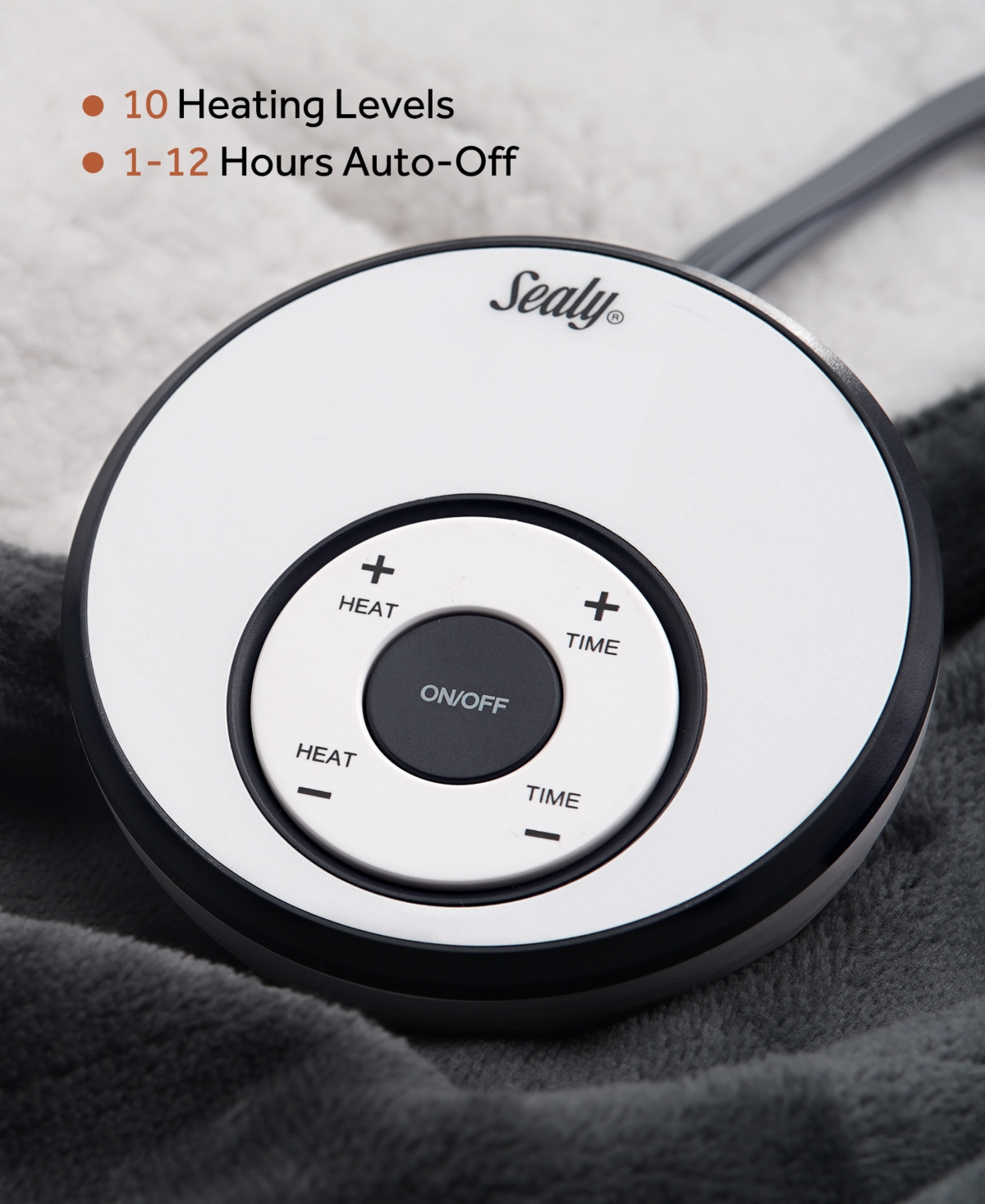 Sealy Heated Flannel And Sherpa Blanket, Queen In Charcoal