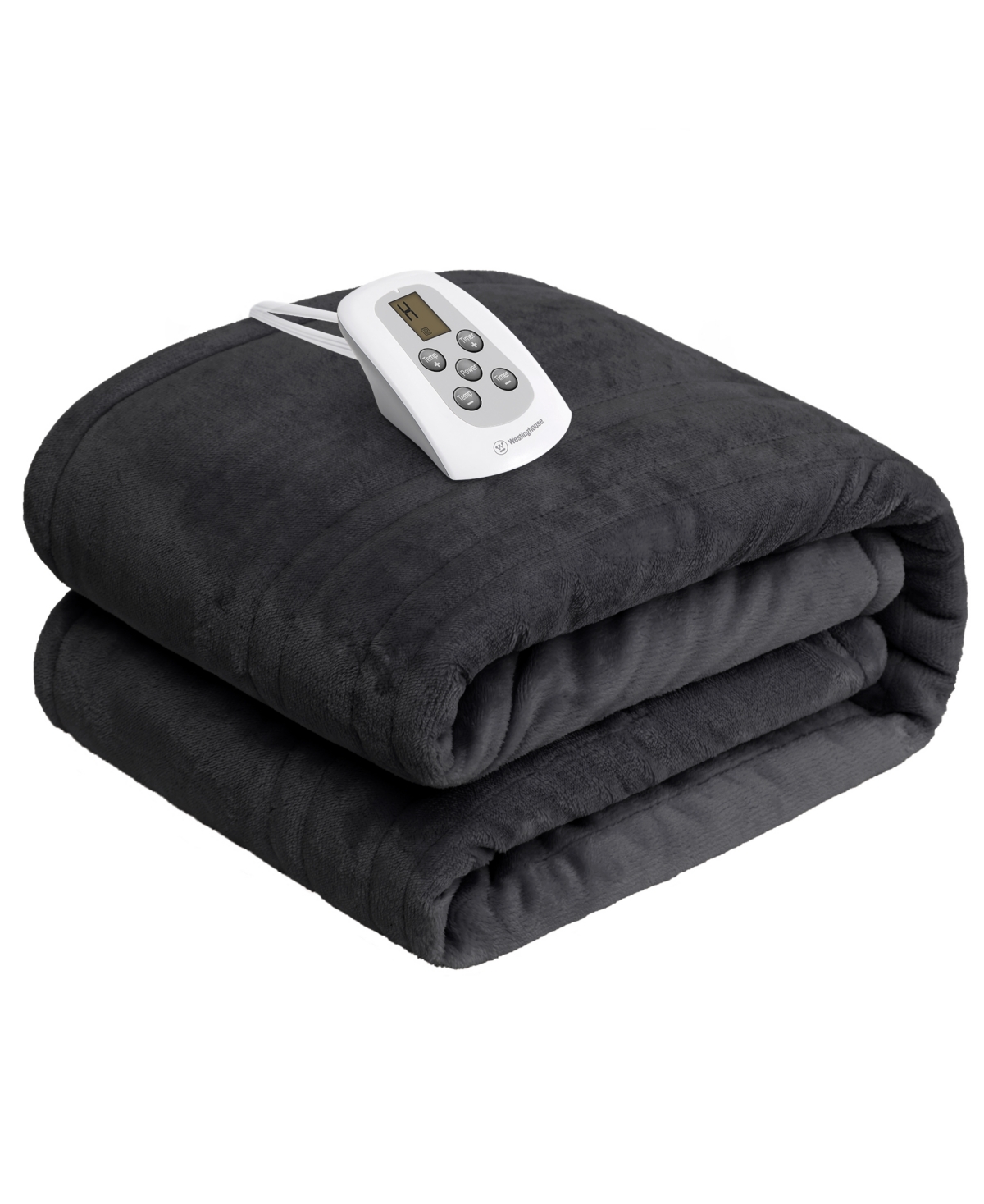 Westinghouse Heated Flannel Blanket, Twin In Charcoal