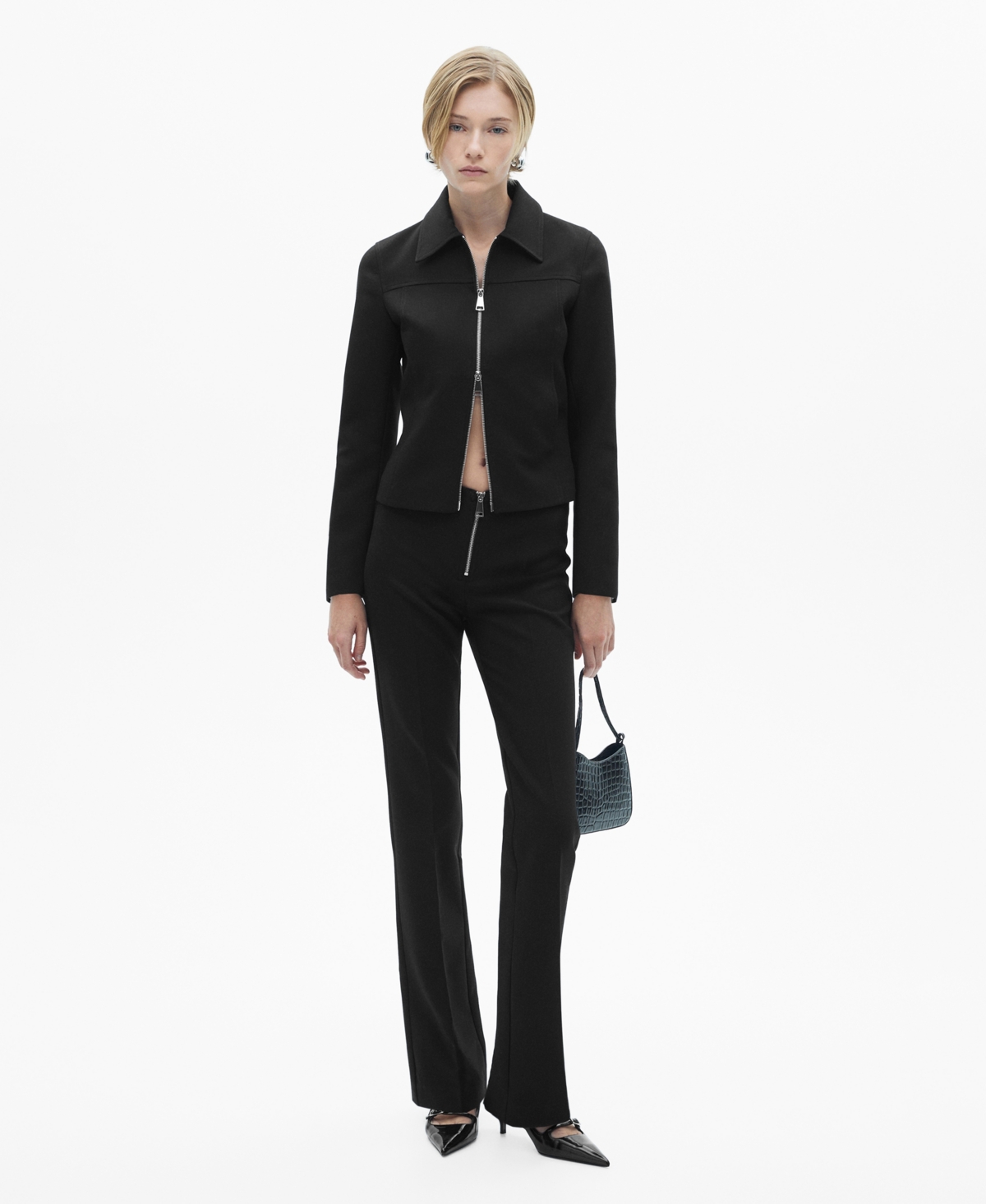 Shop Mango Women's Double Zip Jacket In Black