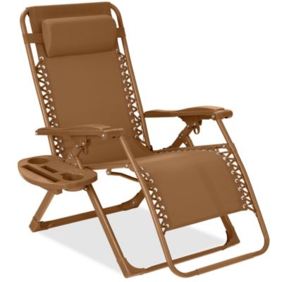 Monochromatic Zero Gravity Chair, Folding Patio Recliner w/Side Tray, Headrest