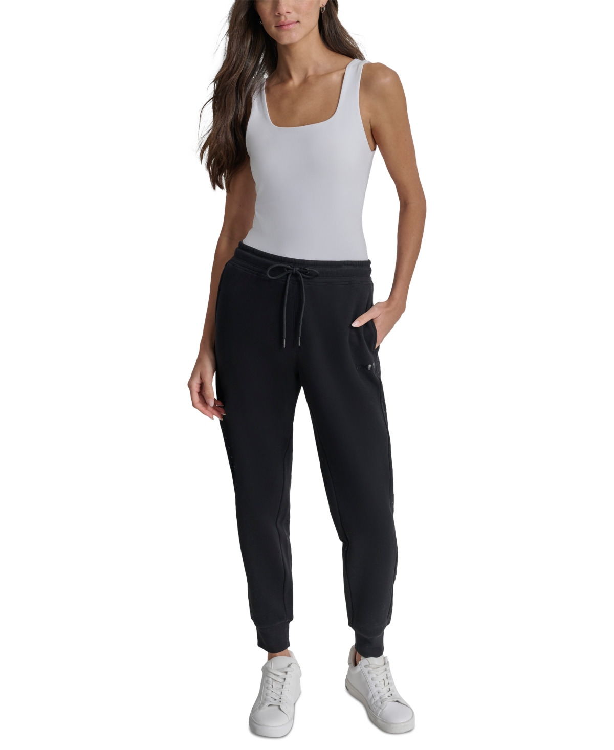 Sport Women's Rhinestone Embellished Fleece Jogger Sweatpants - Blk/black