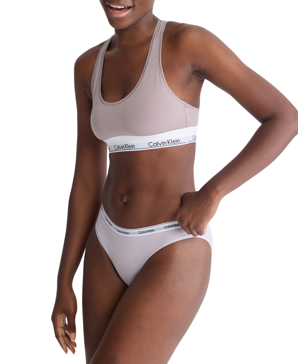 Calvin Klein Women's 3-Pk. Modern Logo Low-Rise Bikini Underwear  -lilac Sugar/white