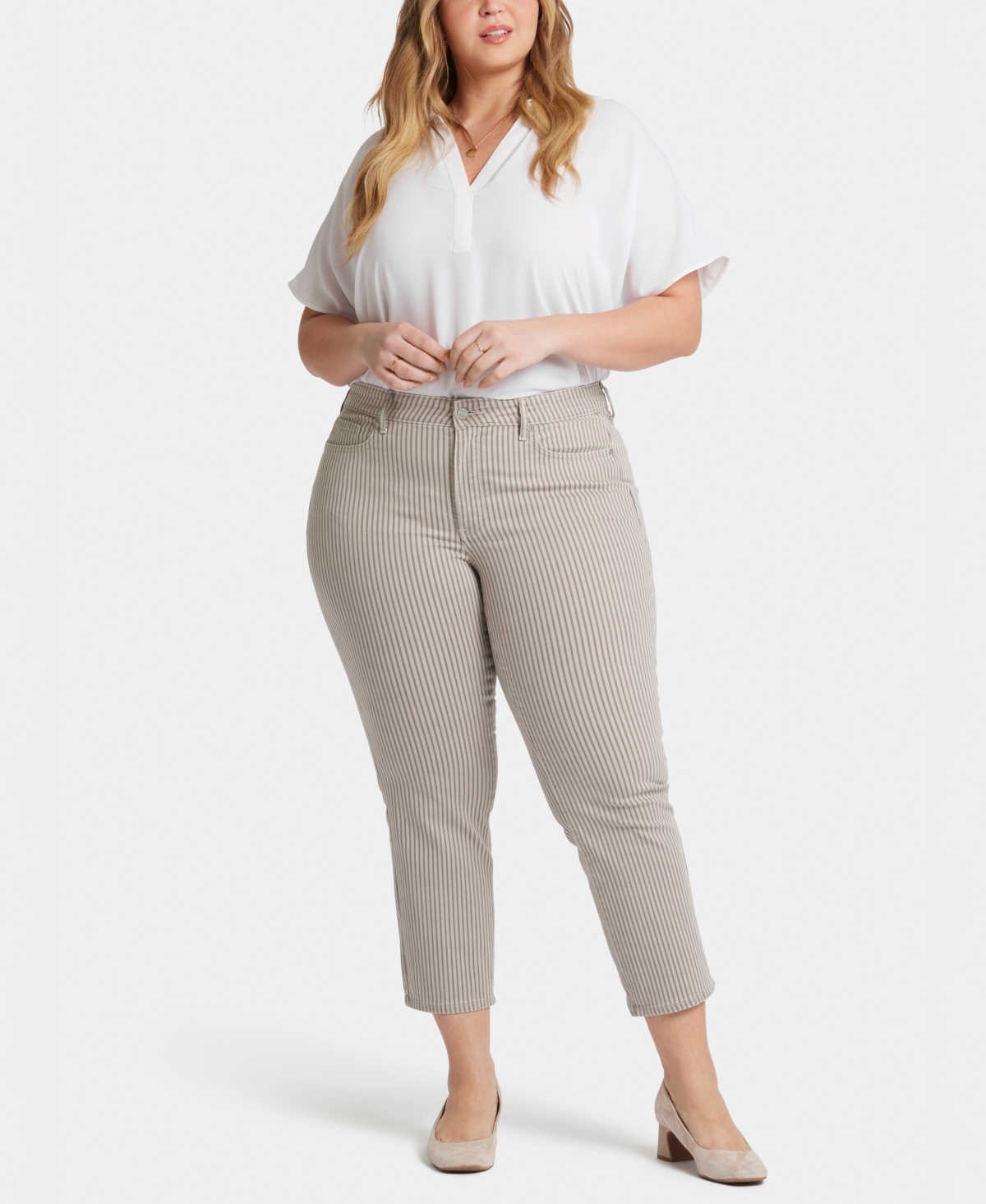 Nydj Marilyn Stripe Crop Straight Leg Jeans In Sandbar Stripe
