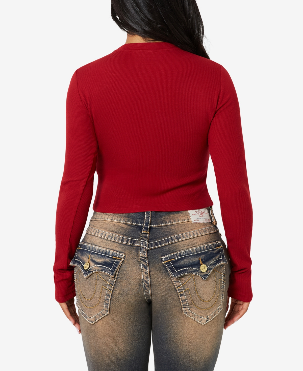 TRUE RELIGION WOMEN'S WESTERN LOGO RIB BABY TEE 
