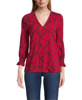 Women's 3/4 Sleeve Lightweight Jersey Button Front Top