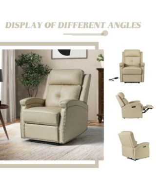 Avelino Genuine Leather Power Recliner with Nailhead Trim