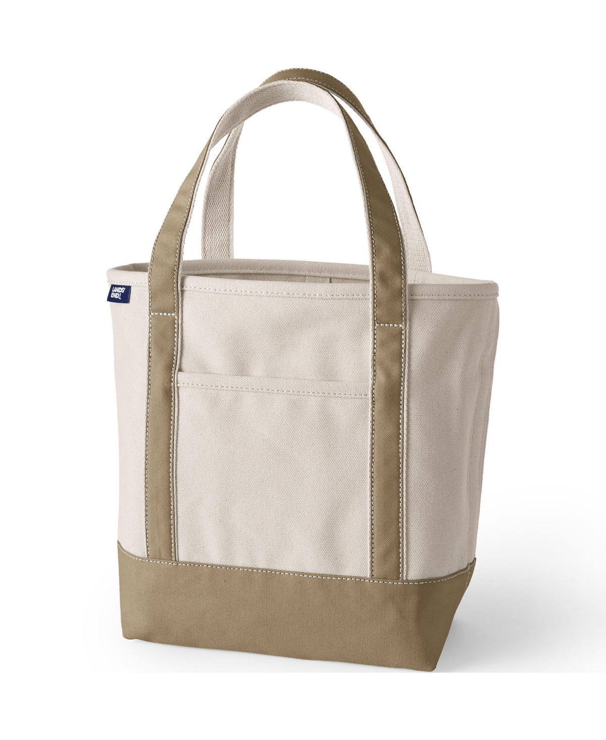 Medium Natural 5 Pocket Open Top Canvas Tote Bag - Natural/deep scarlet