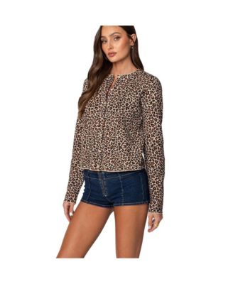 Women's Leopard Printed Knit Cardigan